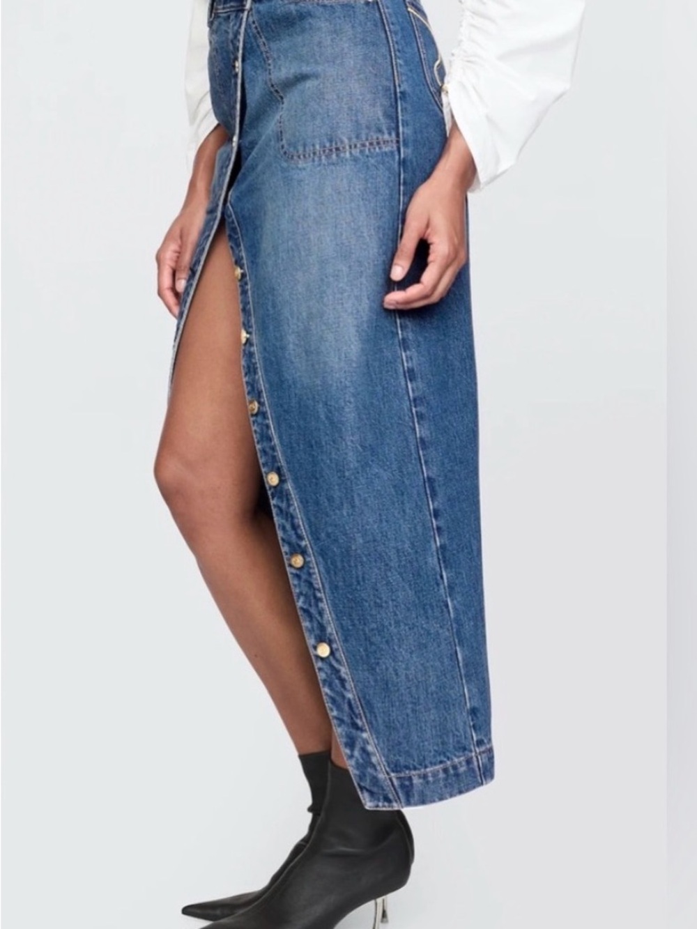 NWT Gap X CultGaia (28) Asymmetrical Denim Maxi Skirt Medium Indigo - Picture 2 of 8